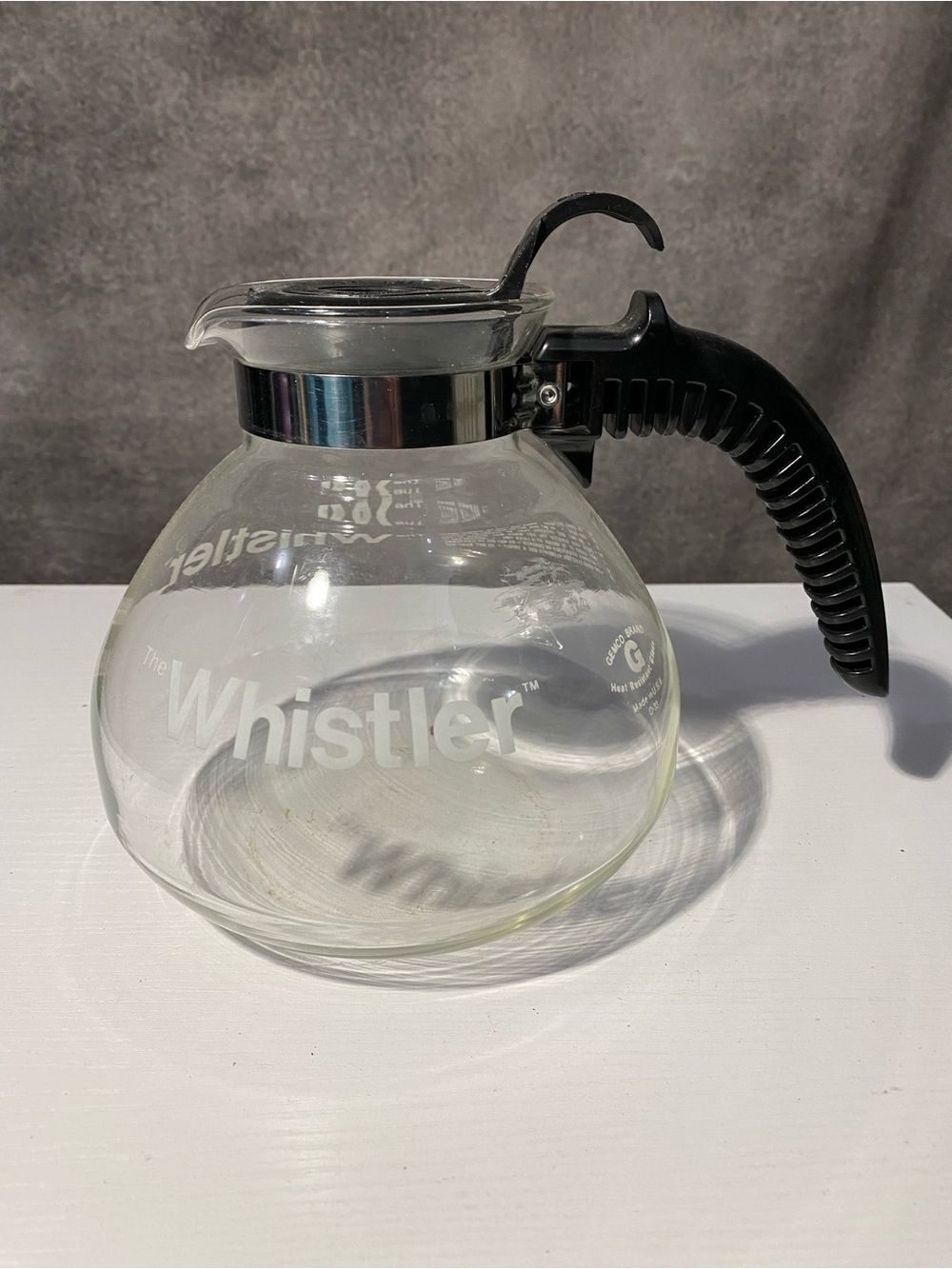 VTG Gemco The Whistler Glass Kettle 8 Cup Stove Top Coffee Tea Pot Carafe USA